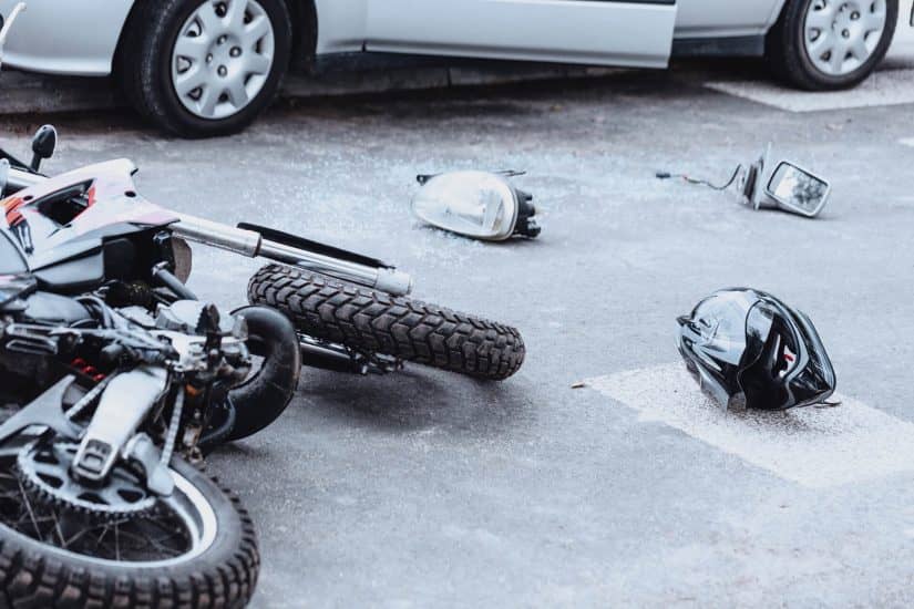 Crashed motorcycle accident