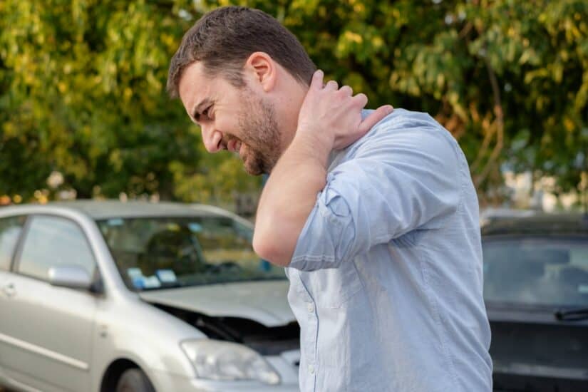 Man with neck pain after car accident