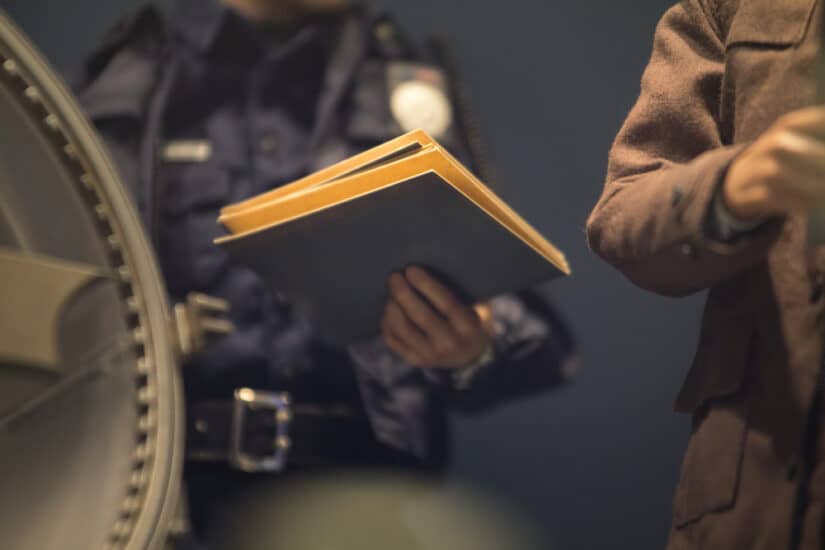 Photo of a Policeman Reviewing Files