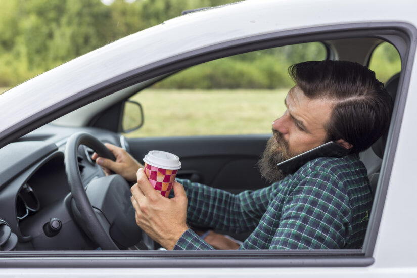 Photo of a Man Driving and Talking on the Phone